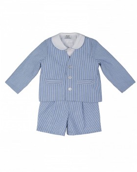 Florence Eiseman Boys Blue / White Seersucker Eton Suit