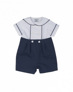 Florence Eiseman Boys Navy / White Piquet Button-On Suit