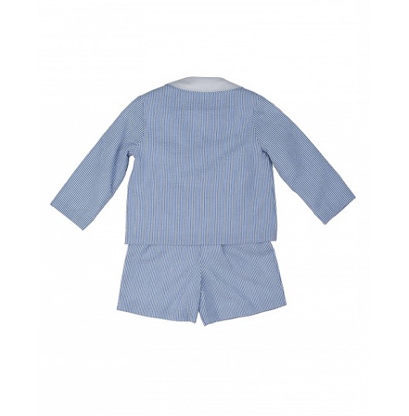 Florence Eiseman Boys Blue / White Seersucker Eton Suit