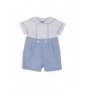 Florence Eiseman Boys Blue / White Seersucker Button-On Shortall