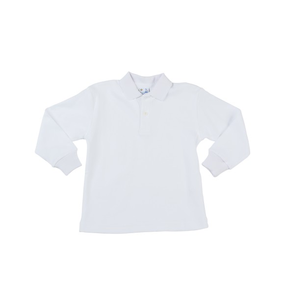 Florence Eiseman White Long Sleeve Polo Shirt