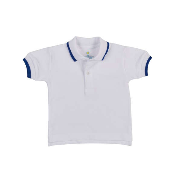 Florence Eiseman Boys White with Royal Blue Tipping SS Polo