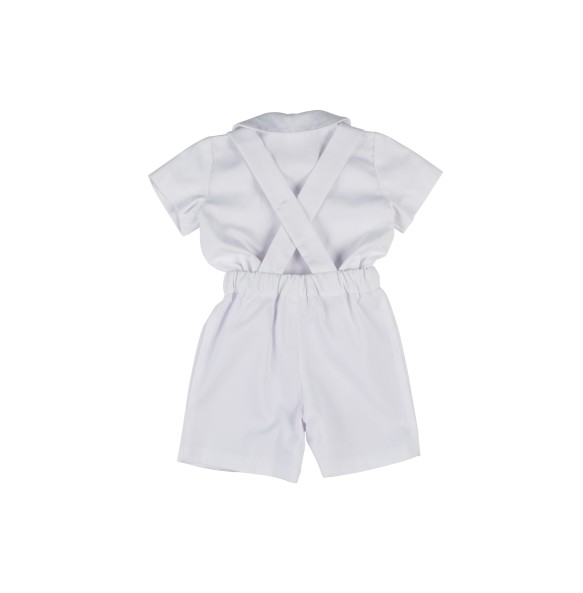 Florence Eiseman Boys White Suspender Short with White Pique Shirt